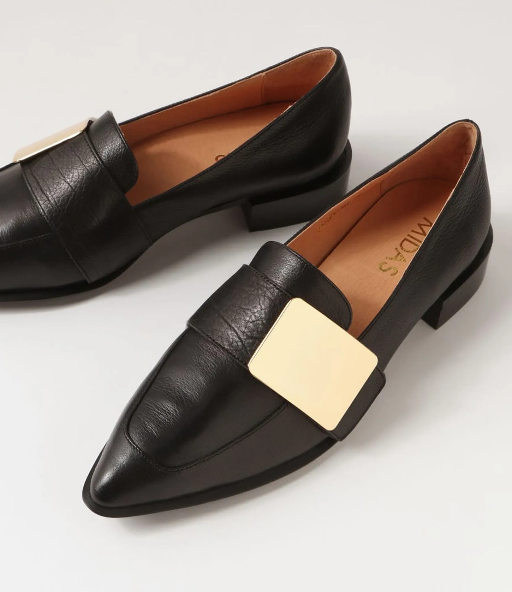 Outlet Midas Shoes Easey Black Gold Leather Loafers