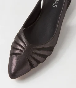 Sale Midas Shoes Easi Black Shimmer Mesh Leather Flat Shoes