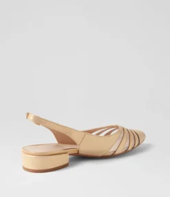 Hot Midas Shoes Easi Old Gold Shimmer Mesh Leather Flat Shoes
