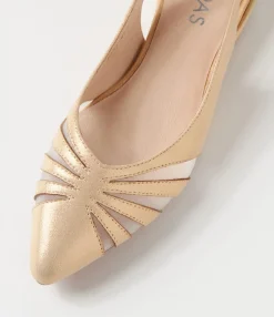 Hot Midas Shoes Easi Old Gold Shimmer Mesh Leather Flat Shoes