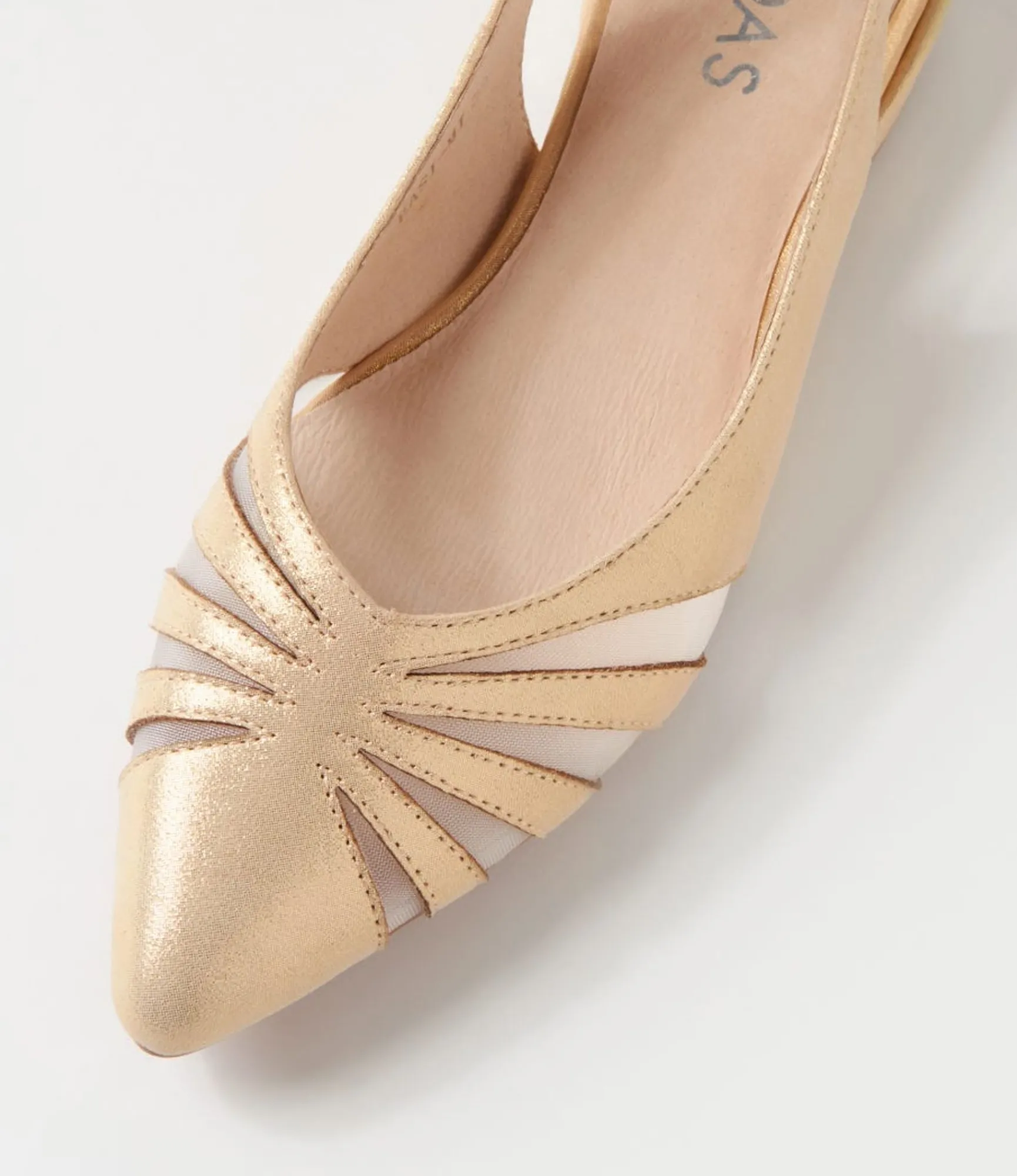 Hot Midas Shoes Easi Old Gold Shimmer Mesh Leather Flat Shoes