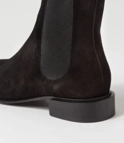 Best Midas Shoes Egor Black Suede Elastic Chelsea Boots