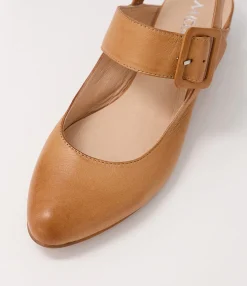 Best Midas Shoes Eleanor Dark Tan Leather Flat Shoes