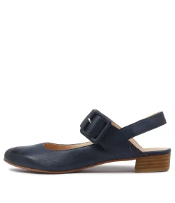 Cheap Midas Shoes Eleanor Navy Leather Flat Shoes