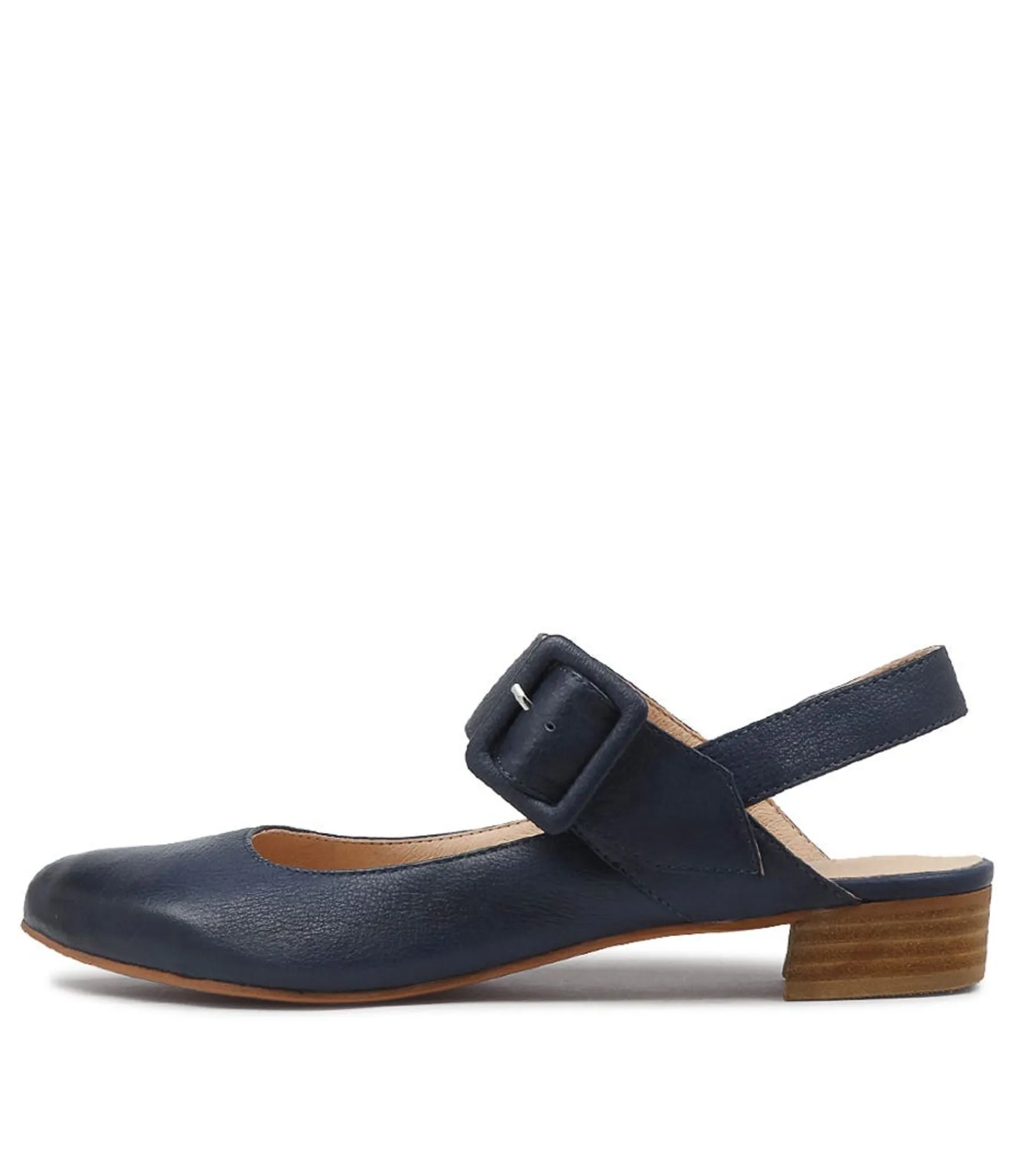 Cheap Midas Shoes Eleanor Navy Leather Flat Shoes