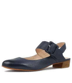 Cheap Midas Shoes Eleanor Navy Leather Flat Shoes