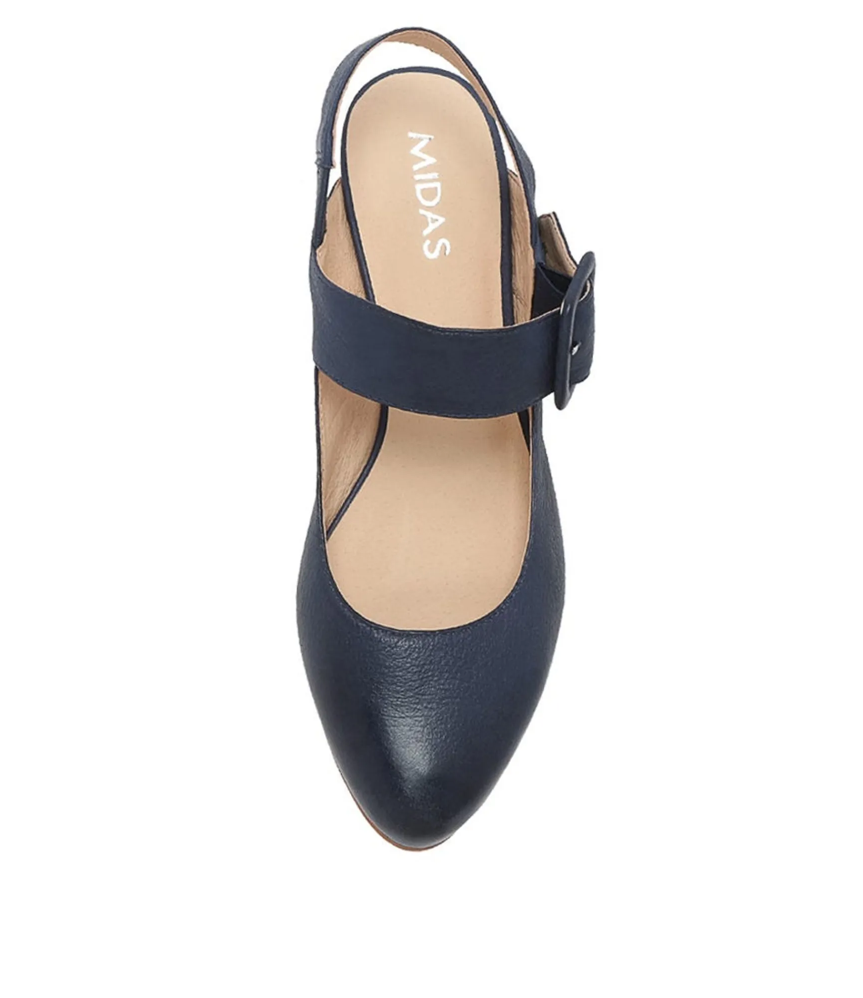 Cheap Midas Shoes Eleanor Navy Leather Flat Shoes