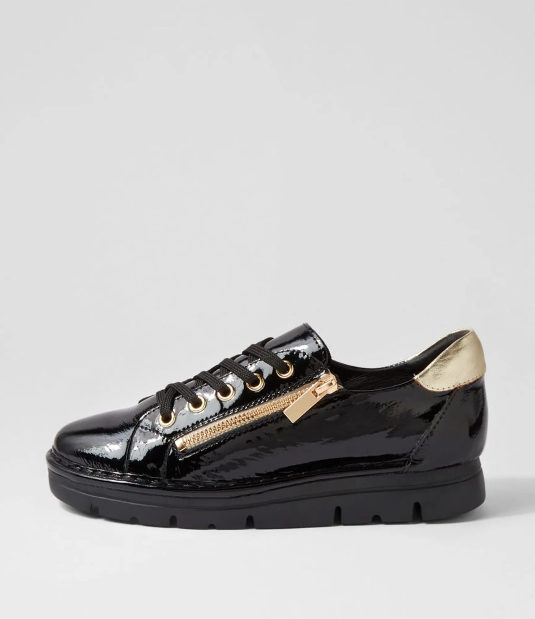 Best Sale Midas Shoes Elias Black Gold Patent Leather Sneakers