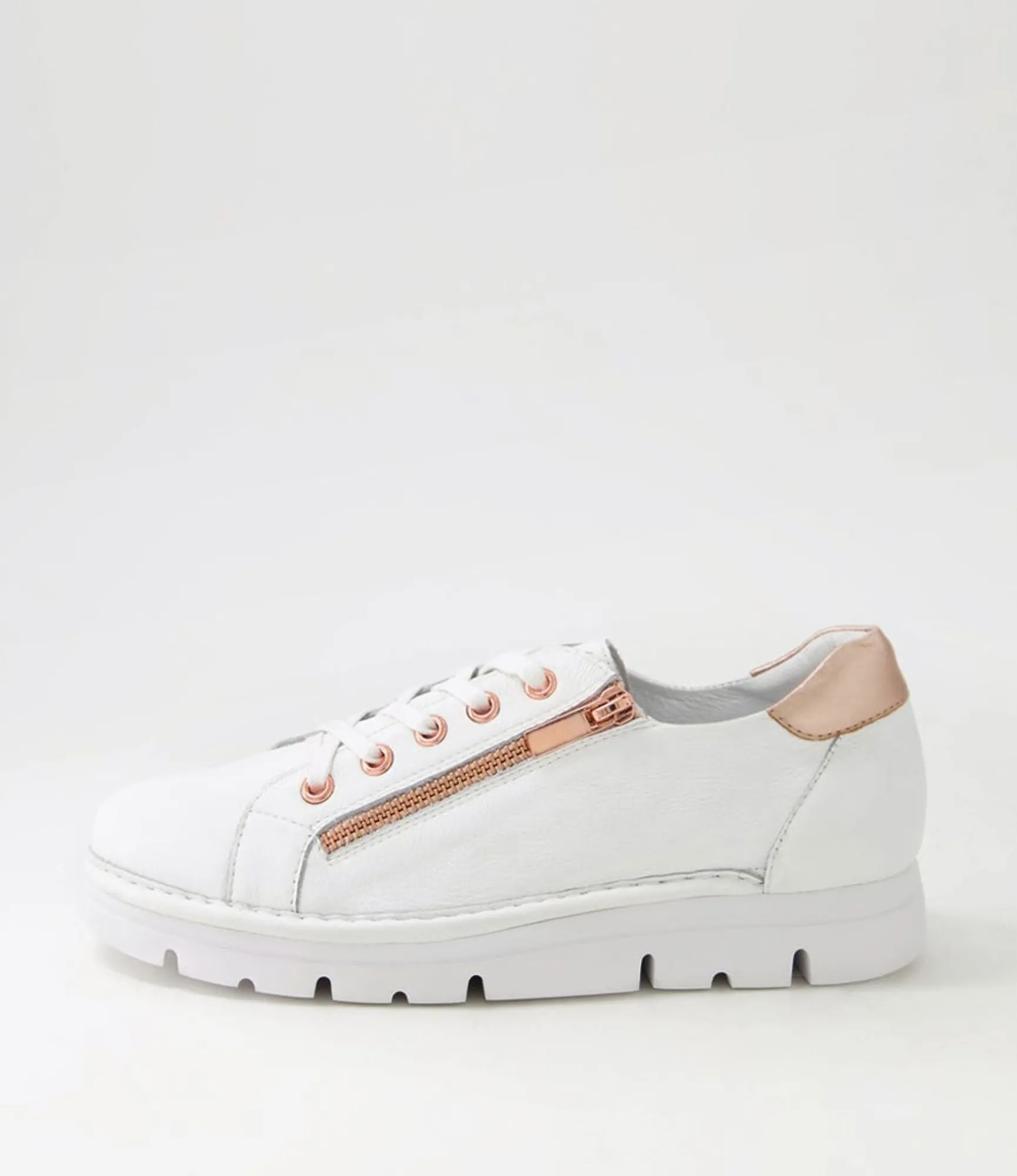 Sale Midas Shoes Elias White Pale Rose Gold Leather Sneakers