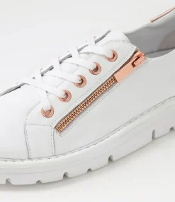 Sale Midas Shoes Elias White Pale Rose Gold Leather Sneakers