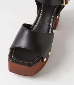 Online Midas Shoes Eliy Black Leather Sandals