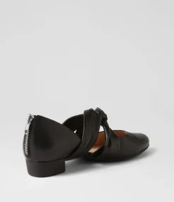 Best Sale Midas Shoes Envy Black Leather Flat Shoes