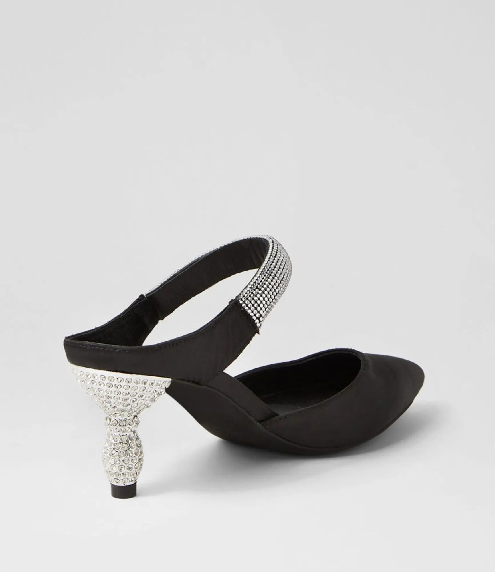 Fashion Midas Shoes Evee Black Satin Mules