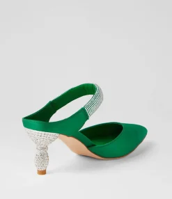 Store Midas Shoes Evee Emerald Satin Mules