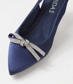 Store Midas Shoes Evetts Navy Satin Heels