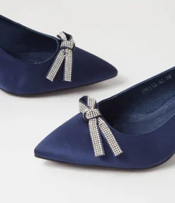 Store Midas Shoes Evetts Navy Satin Heels
