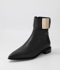 Cheap Midas Shoes Evo Black Gold Leather Ankle Boots