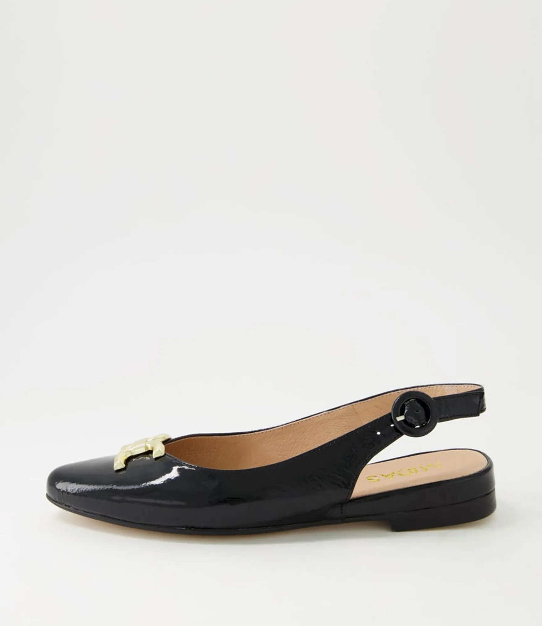 New Midas Shoes Fallone Black Patent Leather Flat Shoes