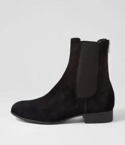 Hot Midas Shoes Fally Black Suede Chelsea Boots