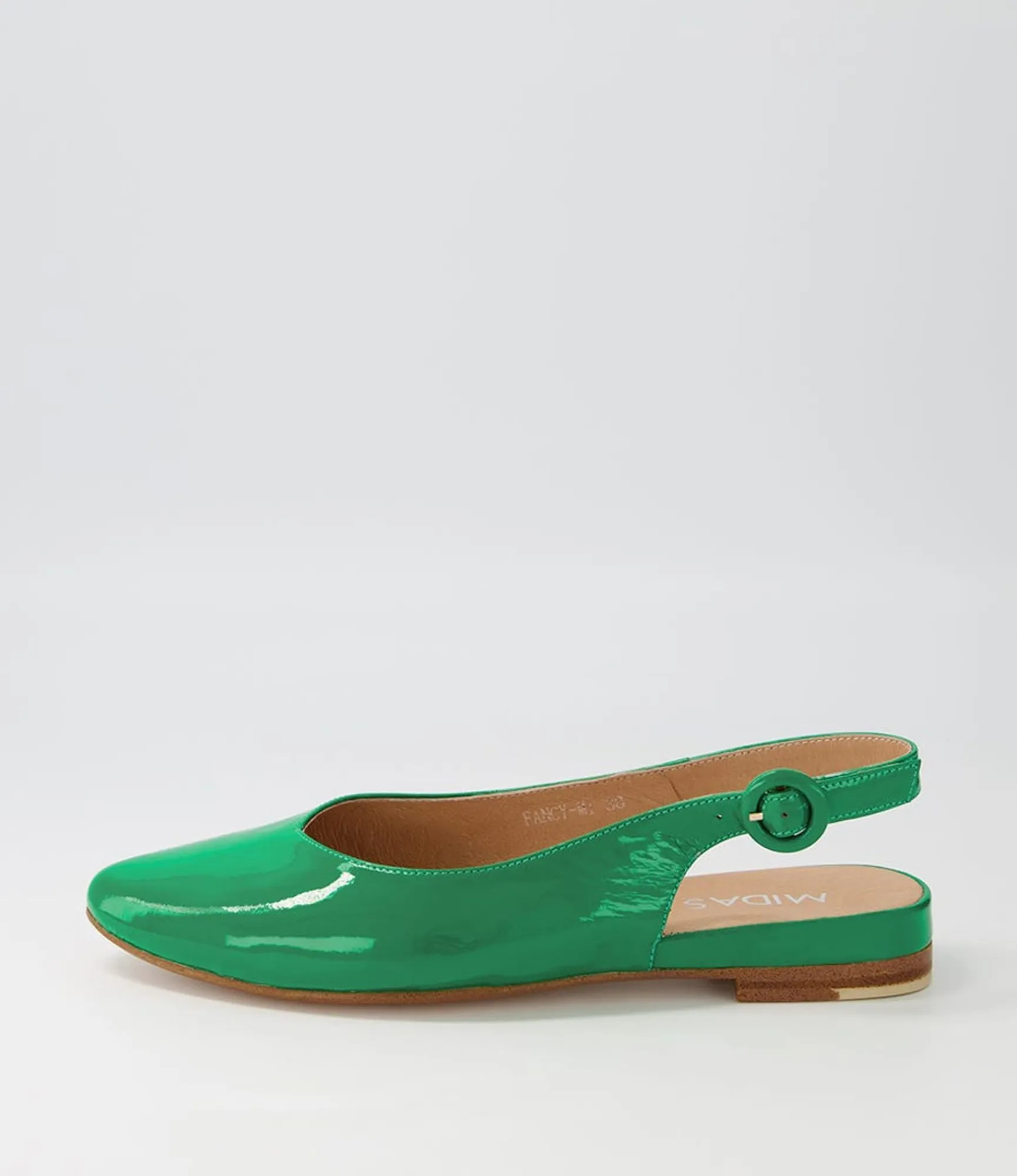 New Midas Shoes Fancy Emerald Patent Leather Flat Shoes