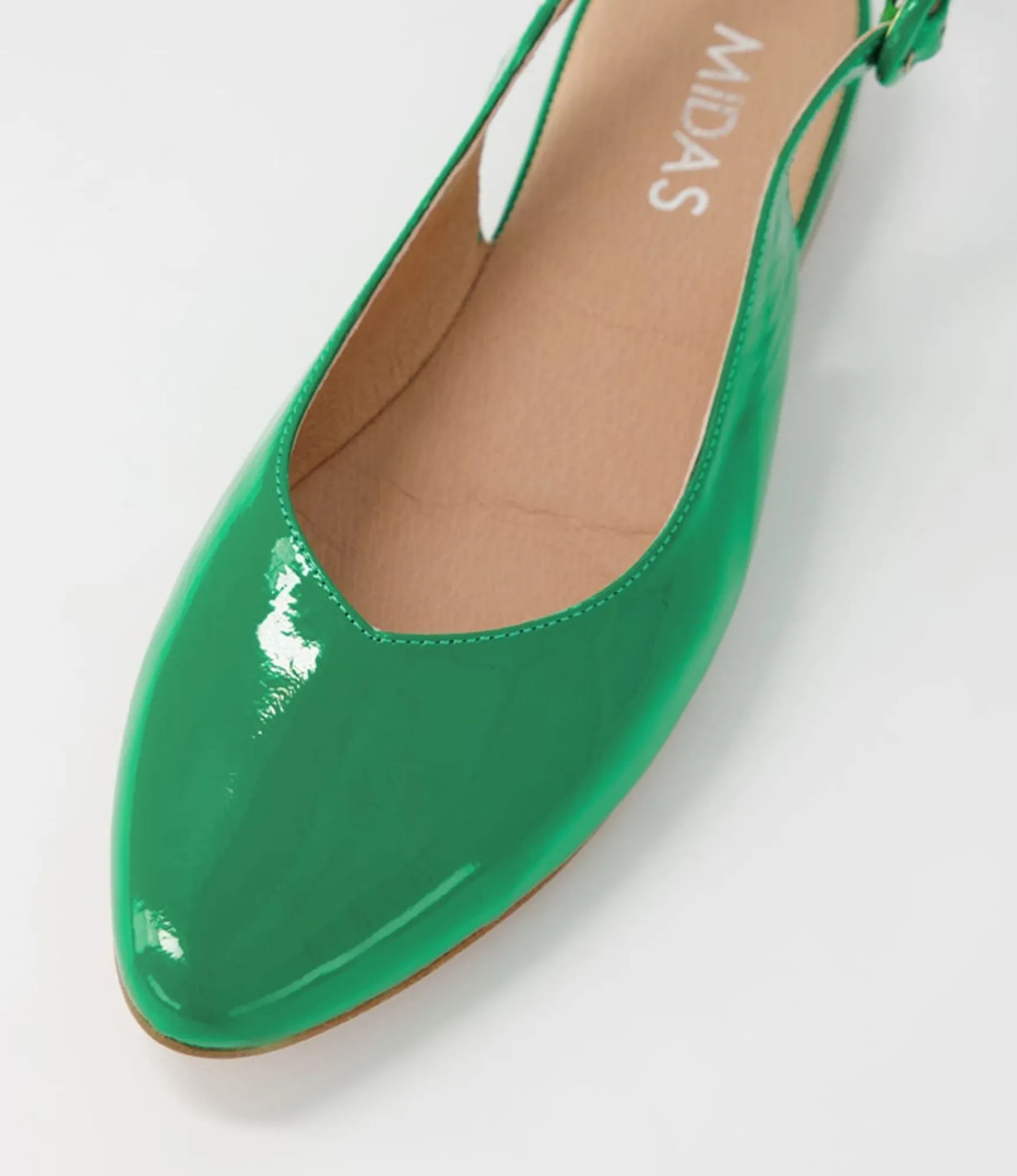 New Midas Shoes Fancy Emerald Patent Leather Flat Shoes