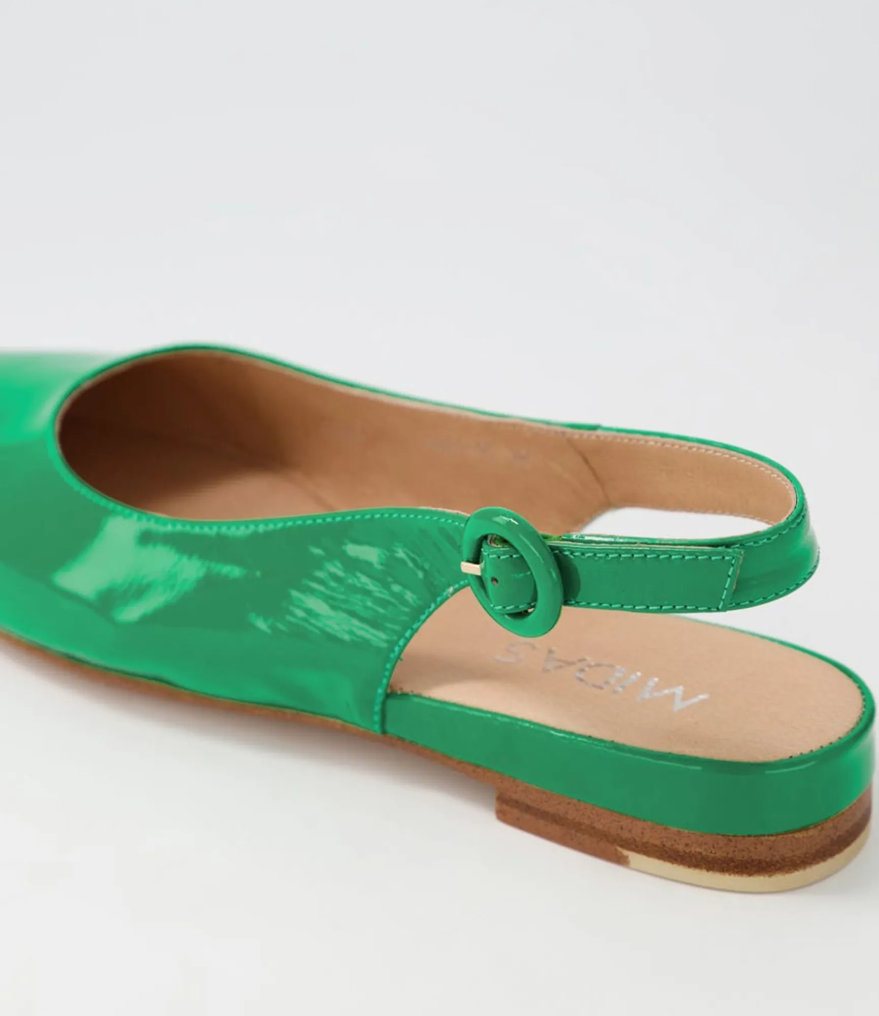 New Midas Shoes Fancy Emerald Patent Leather Flat Shoes