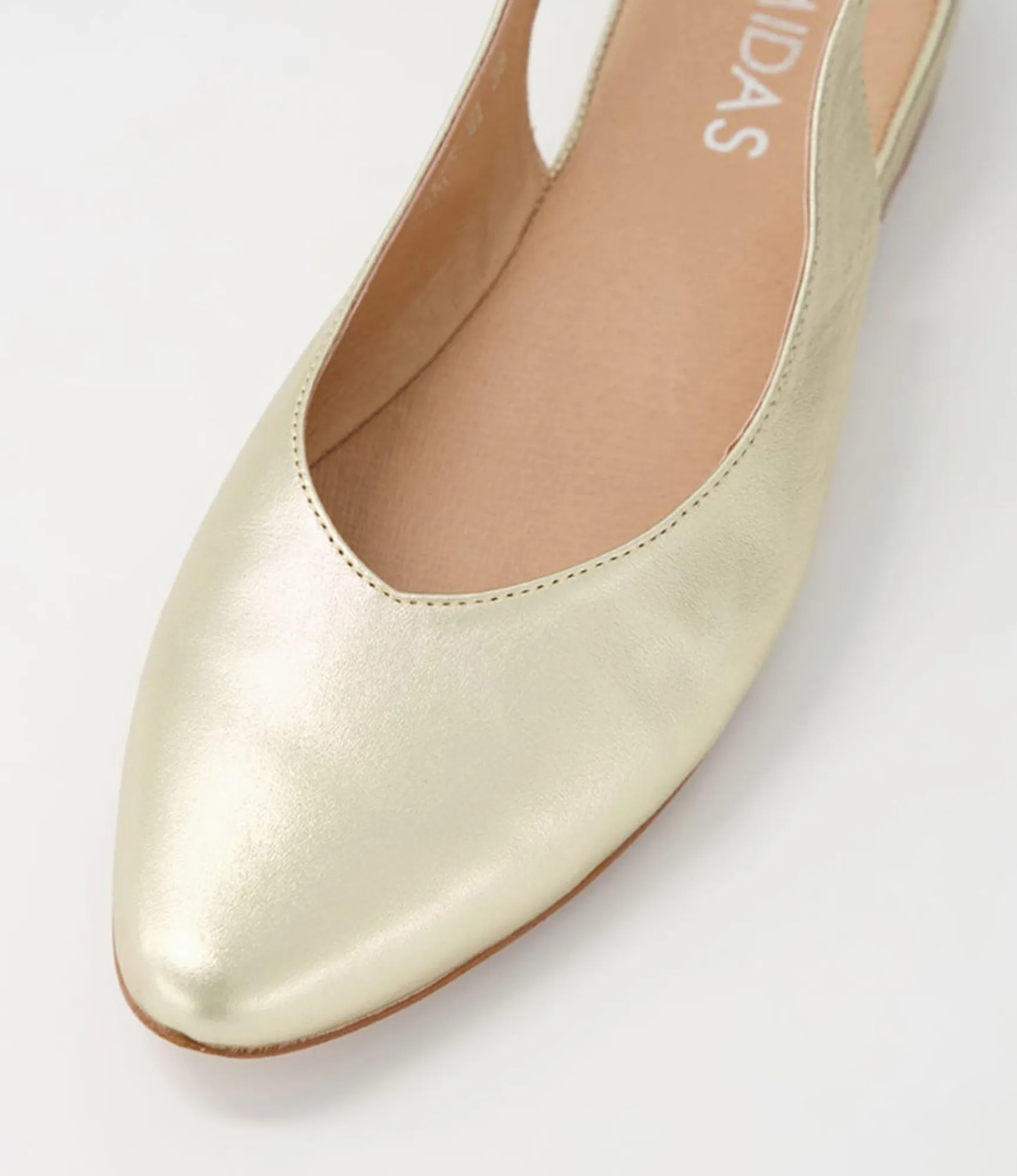 Best Sale Midas Shoes Fancy Pale Gold Leather Flat Shoes