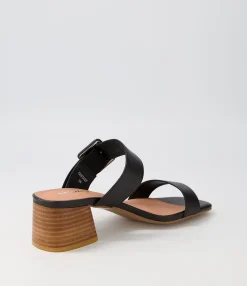 Cheap Midas Shoes Fantasy Black Natural Heel Leather Slides