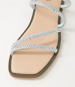 Fashion Midas Shoes Fanto Pale Blue Nude Jewels Leather Slides