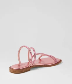 Hot Midas Shoes Fanto Pale Pink Jewels Leather Slides