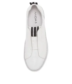 Cheap Midas Shoes Feathers White Patent Leather Sneakers