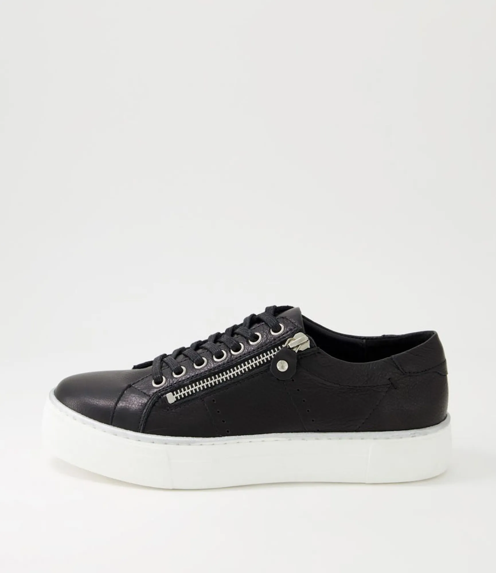 Hot Midas Shoes Feema Black White Leather Sneakers