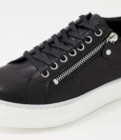 Hot Midas Shoes Feema Black White Leather Sneakers
