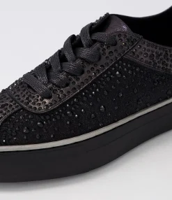 Cheap Midas Shoes Fillip Black Shimmer Leather Mesh Sneakers