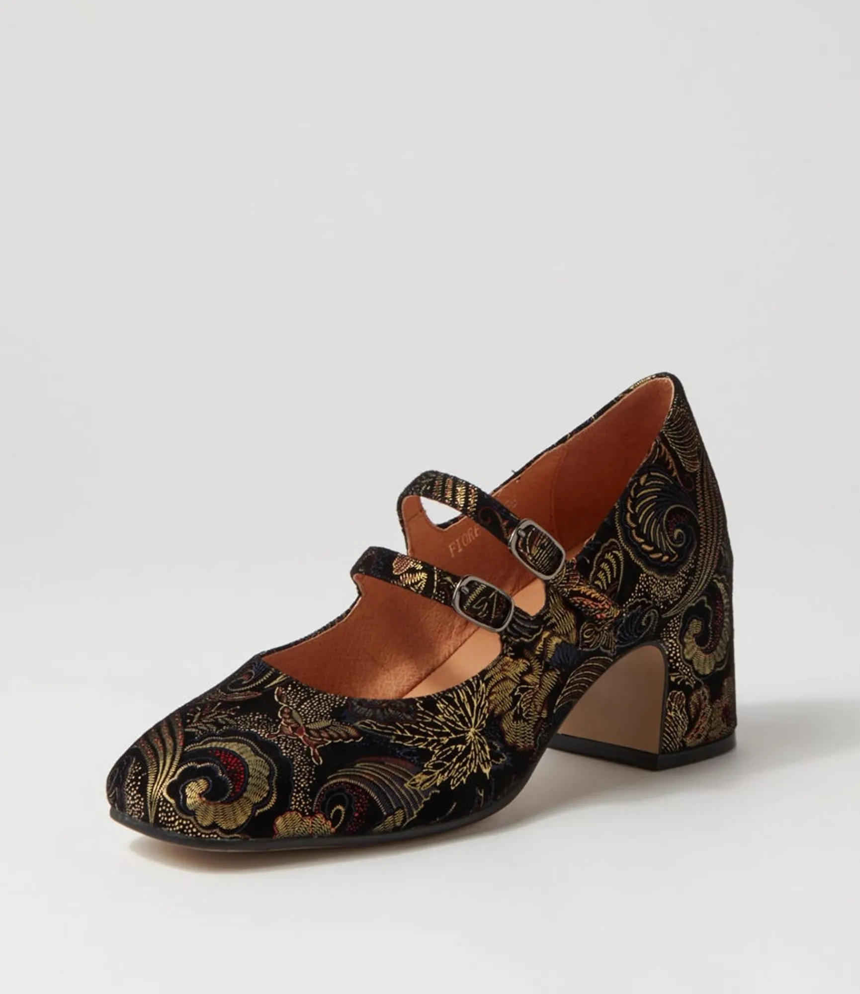 Flash Sale Midas Shoes Fiore Black Metallic Print Suede Mary Janes