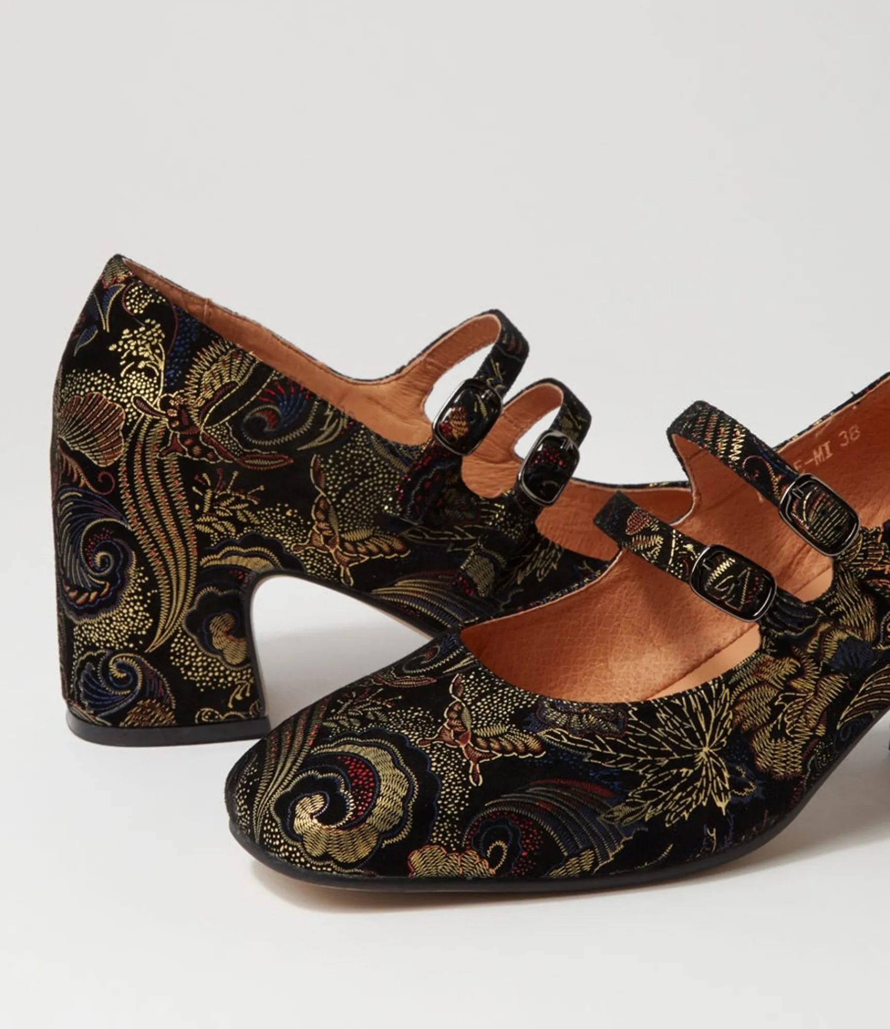 Flash Sale Midas Shoes Fiore Black Metallic Print Suede Mary Janes
