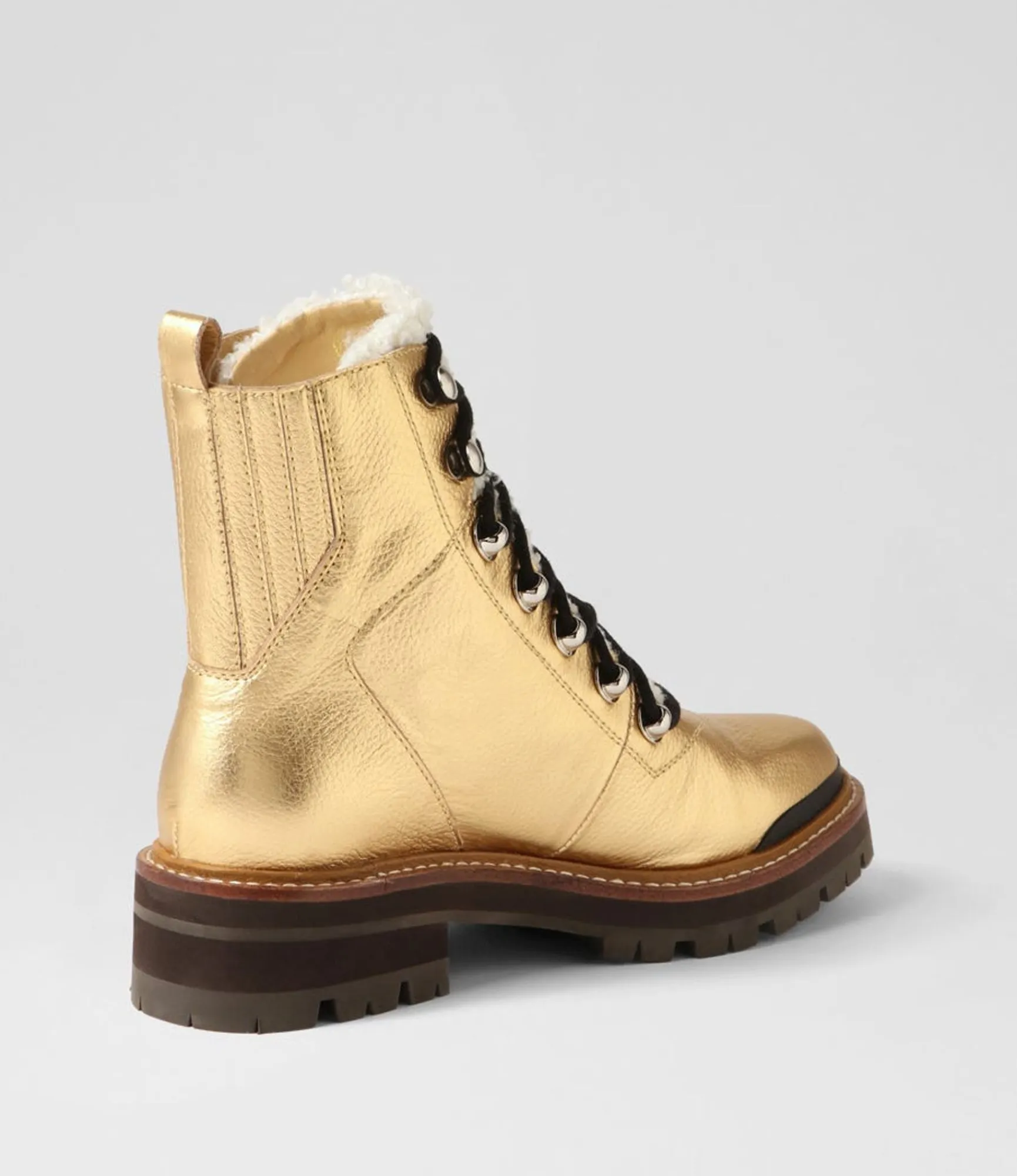 Flash Sale Midas Shoes Fischer Gold Black Tumble Leather Lace Up Boots