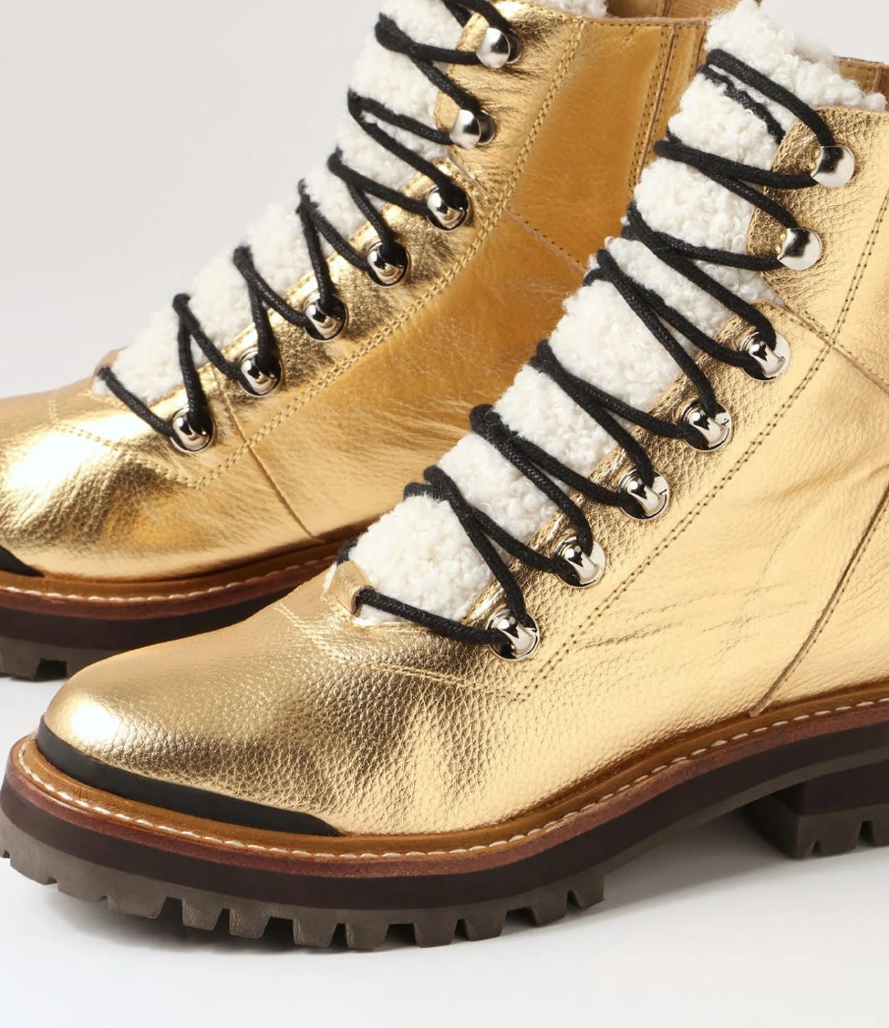 Flash Sale Midas Shoes Fischer Gold Black Tumble Leather Lace Up Boots