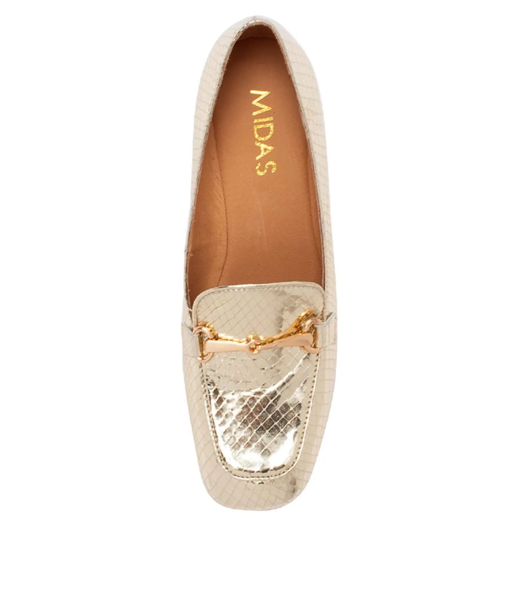 Clearance Midas Shoes Flaw Pale Gold Mirror Leather Heels