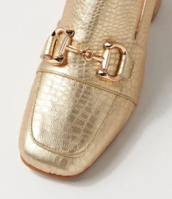 Store Midas Shoes Flirtee Gold Croc Leather Heels