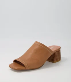 Cheap Midas Shoes Florene Tan Leather Slides