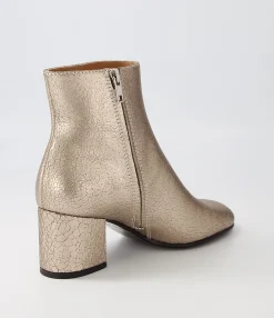 Store Midas Shoes Flossi Champagne Crackle Leather Ankle Boots