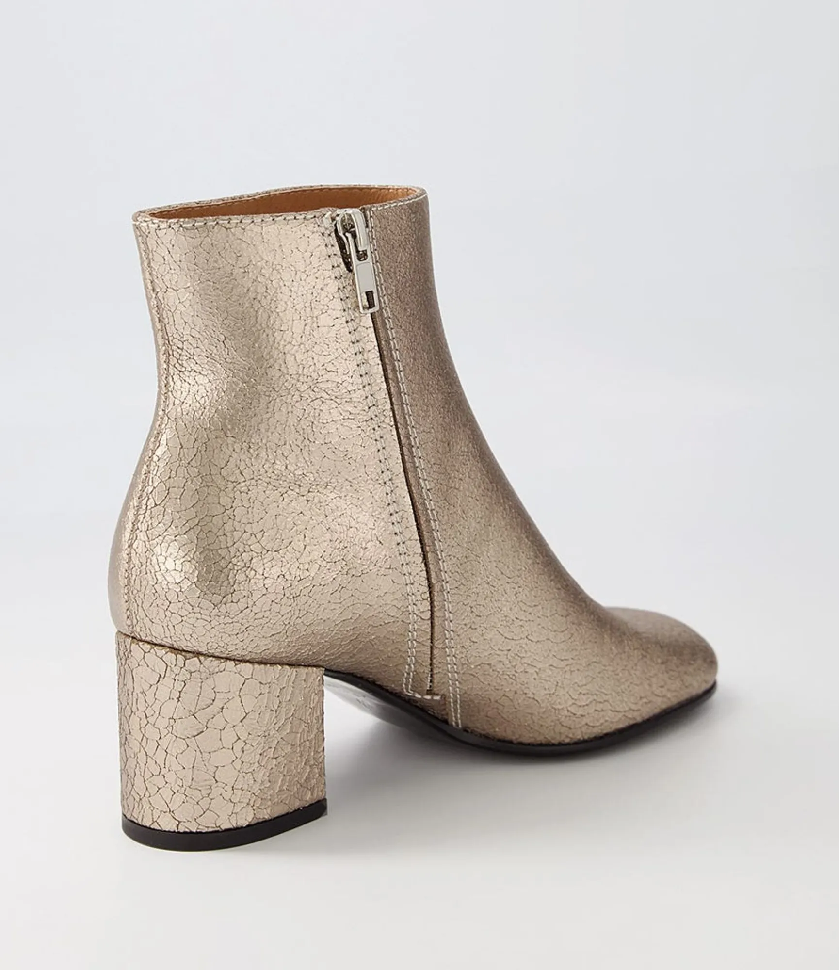 Store Midas Shoes Flossi Champagne Crackle Leather Ankle Boots