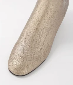 Store Midas Shoes Flossi Champagne Crackle Leather Ankle Boots