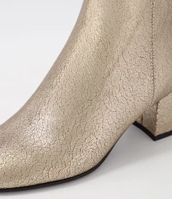 Store Midas Shoes Flossi Champagne Crackle Leather Ankle Boots
