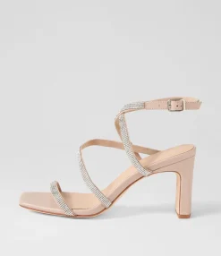 Hot Midas Shoes Flounder Nude Silver Jewels Leather Sandals