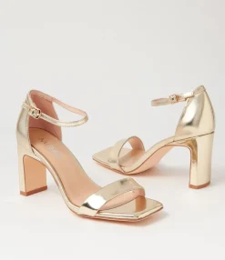 Clearance Midas Shoes Flowar Gold Mirror Leather Sandals