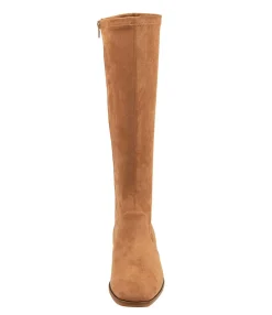 Discount Midas Shoes Flowe Caramel Microsuede Knee High Boots