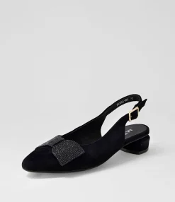 Discount Midas Shoes Flura Black Suede Flat Shoes