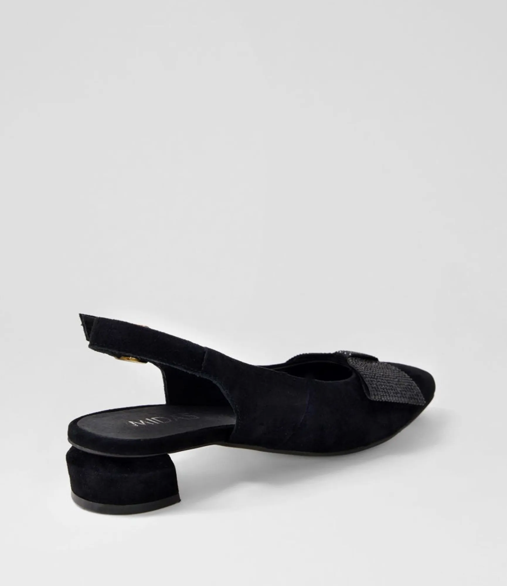 Discount Midas Shoes Flura Black Suede Flat Shoes